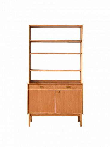 Oak bookcase with closed cabinet, 1960s