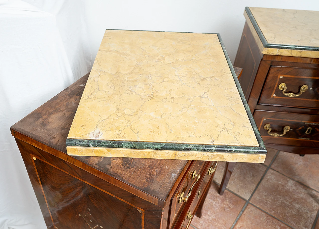 Pair of Louis XIV wooden bedside tables with marble top, 18th century 5