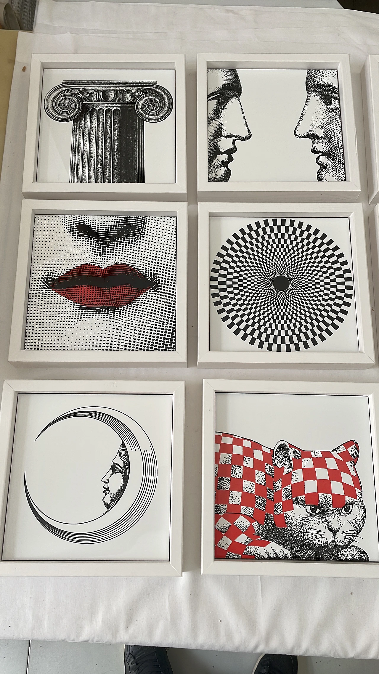 12 Ceramic frameworks with wooden frames by Fornasetti, 2000s 3