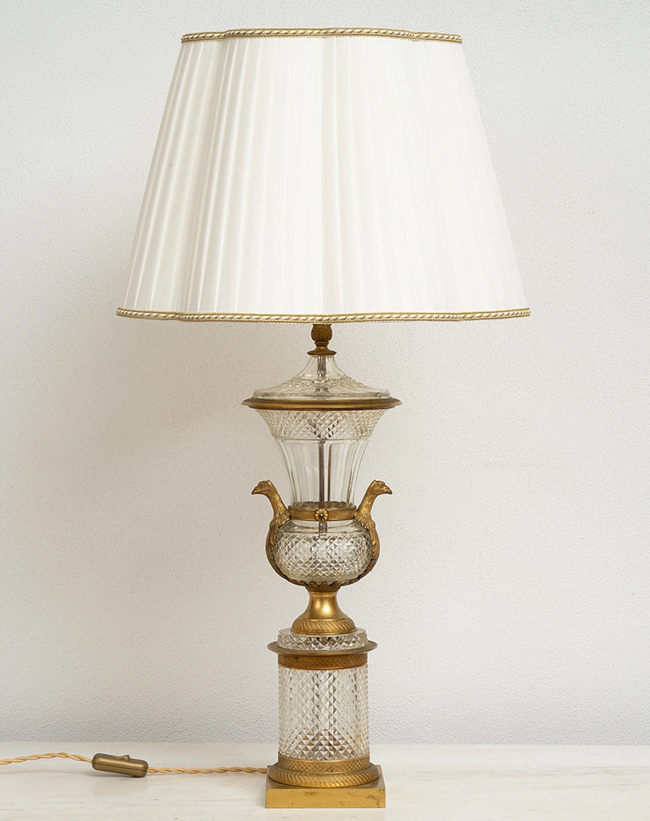 Empire lamp in gilded bronze and Bohemian crystal, 19th century 1