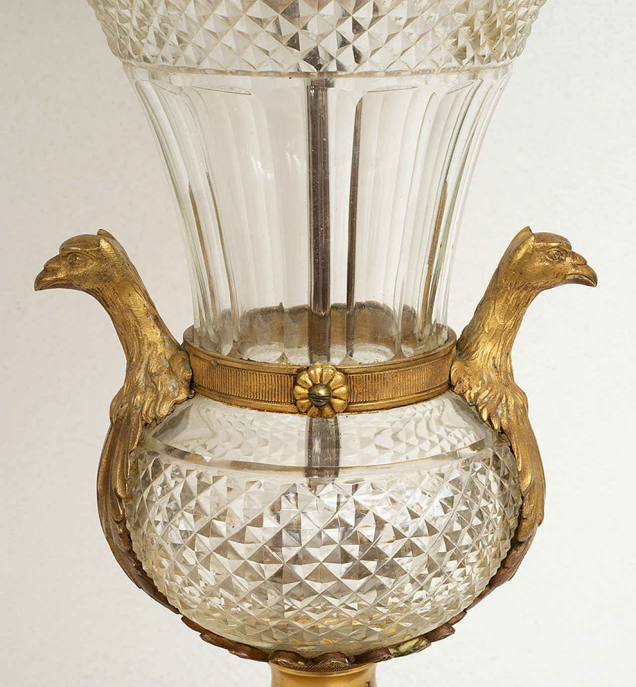 Empire lamp in gilded bronze and Bohemian crystal, 19th century 2