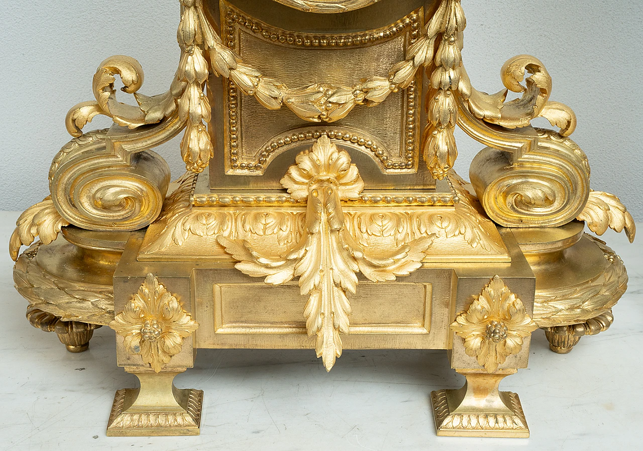 Napoleon III triptych gilded bronze clock, 19th century 4