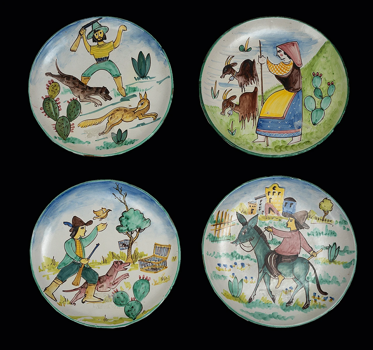 4 Vietri ceramic plates signed C.A.S, 1960s 1