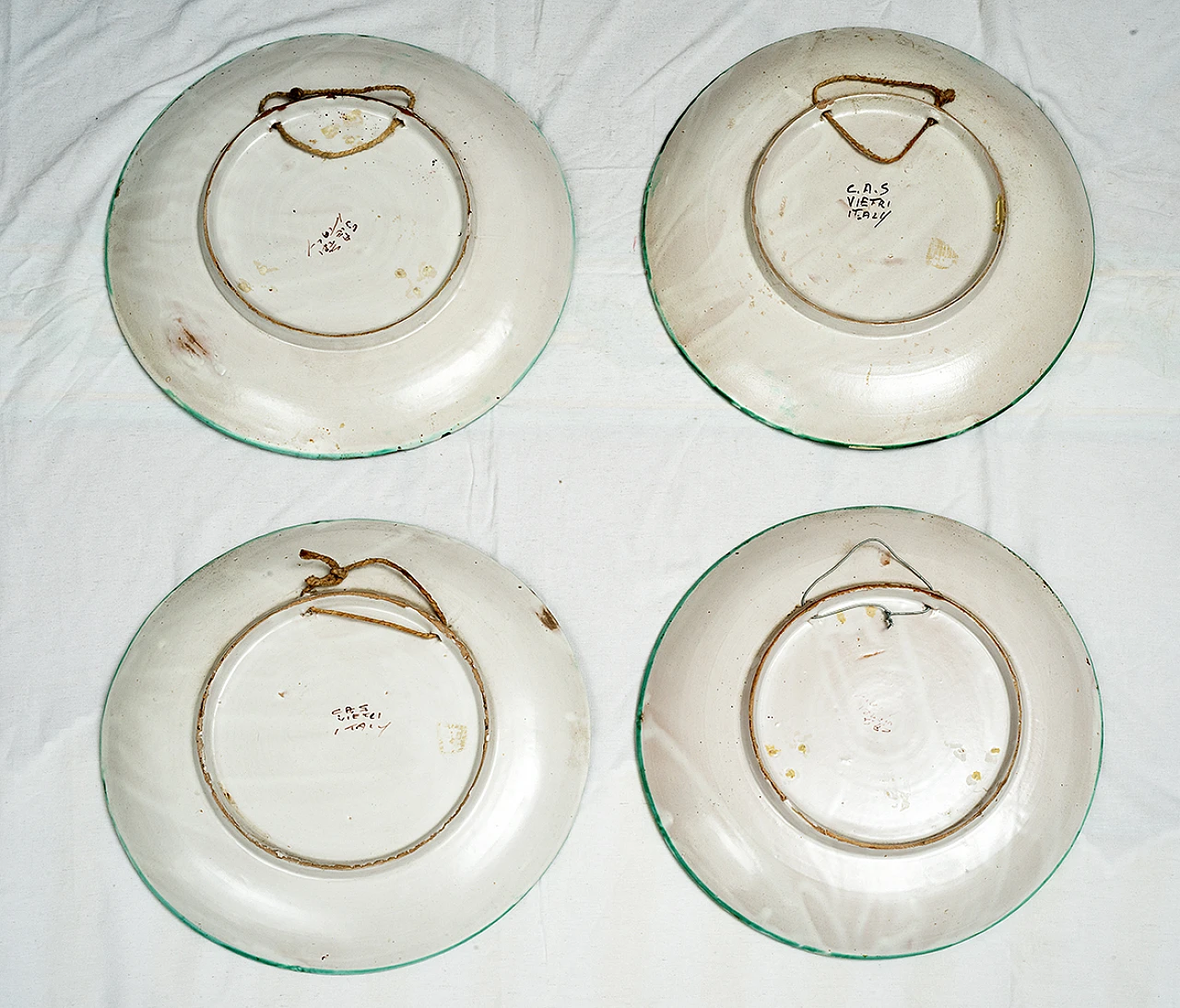 4 Vietri ceramic plates signed C.A.S, 1960s 6