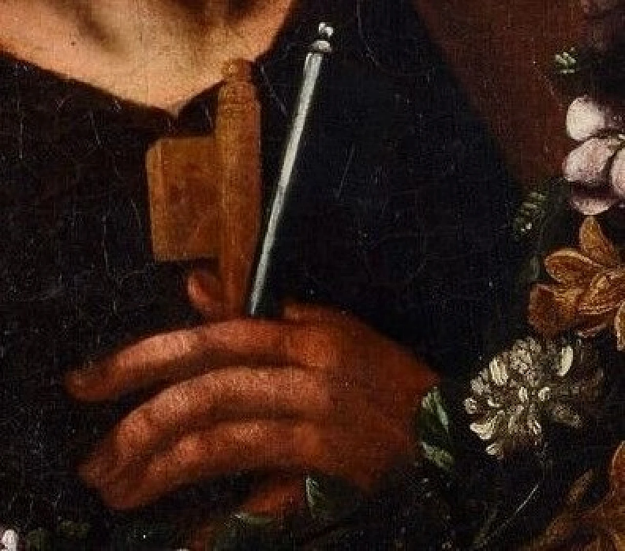 St. Peter within garland of flowers, oil on canvas, 17th century 3