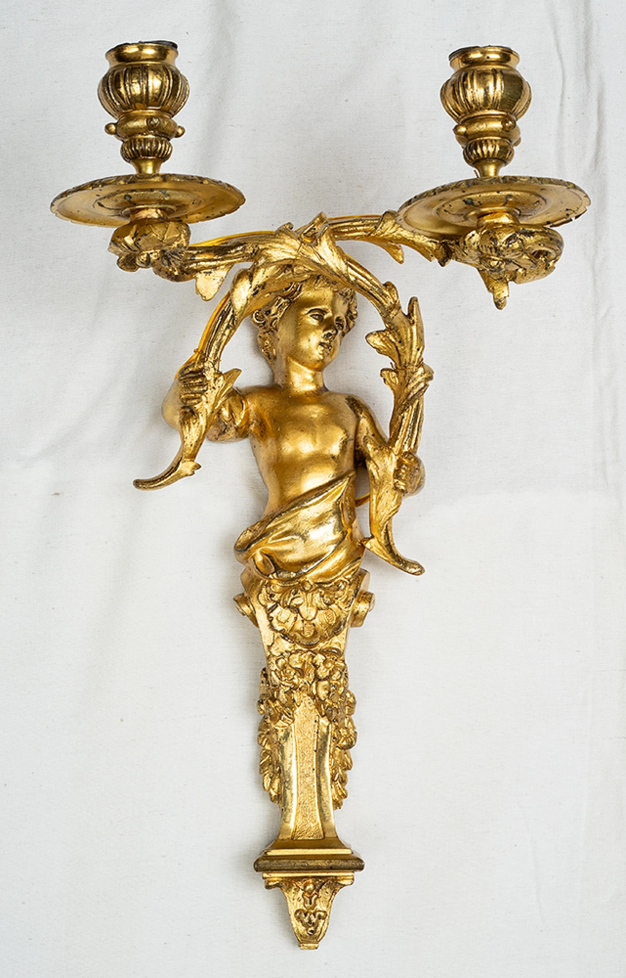 Pair of Napoleon III wall sconces in gilded bronze, 19th century 2