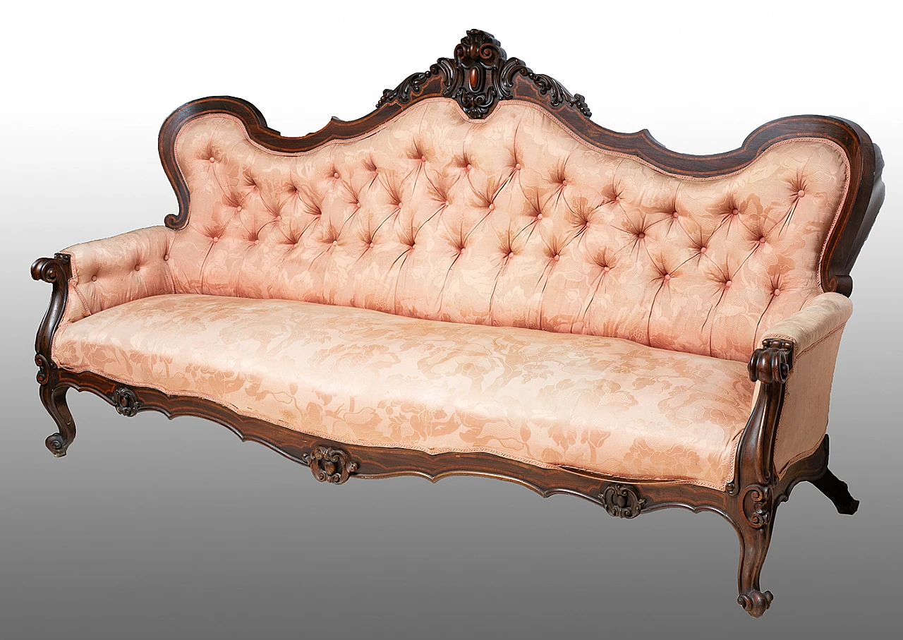 Louis Philippe sofa in exotic woods, 19th century 1