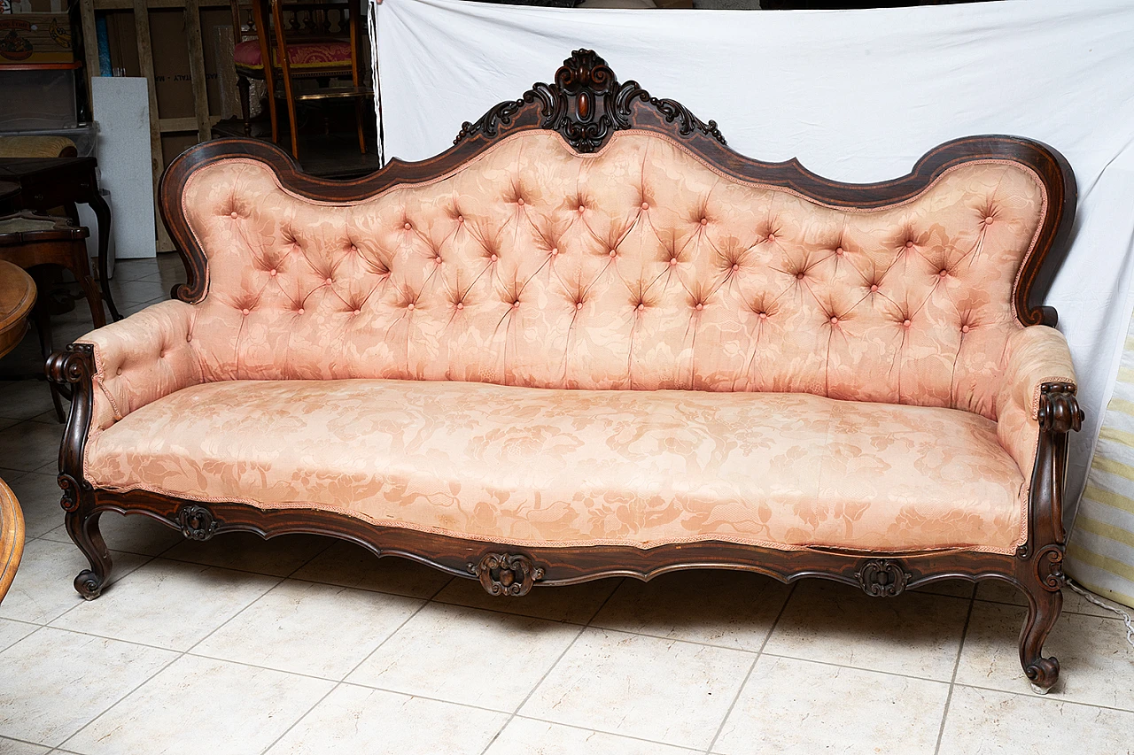 Louis Philippe sofa in exotic woods, 19th century 6