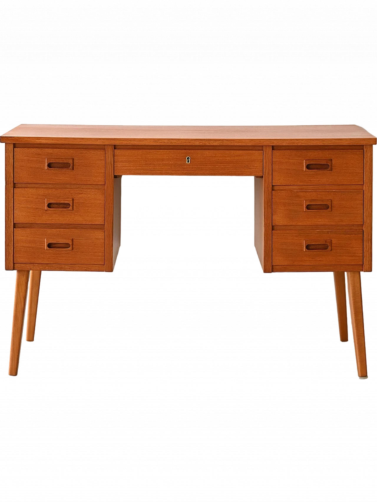 Teak desk with side drawers, 1960s 11