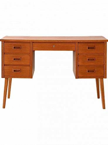 Teak desk with side drawers, 1960s