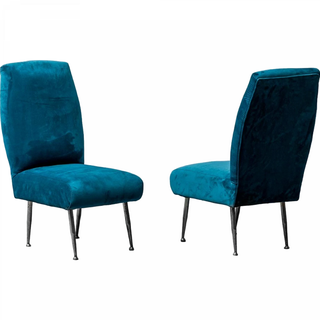 Pair of blue velvet armchairs by Radice for Minotti, 1950s 11