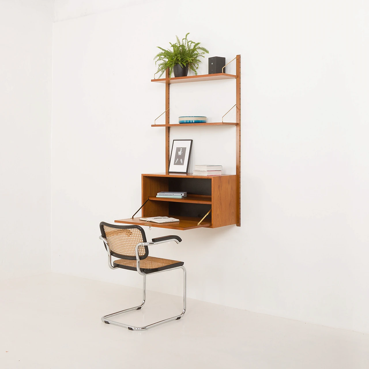 Teak wall unit with flap desk by Poul Cadovius, 1960s 3