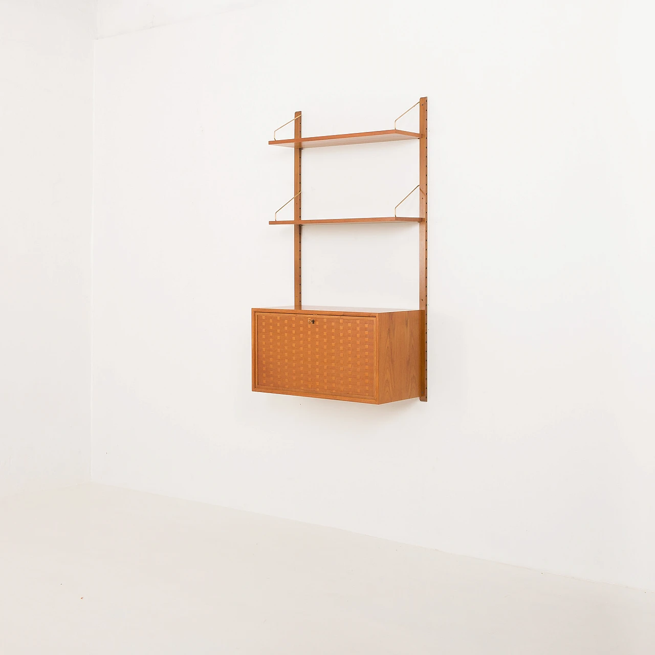 Teak wall unit with flap desk by Poul Cadovius, 1960s 4