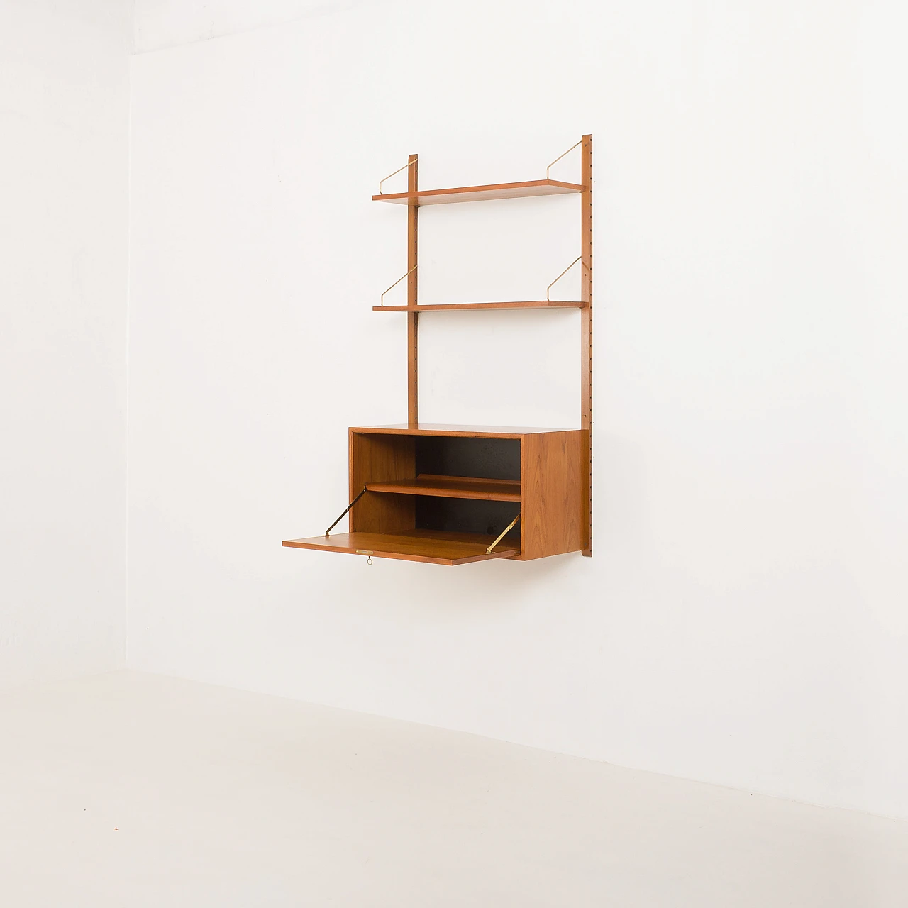 Teak wall unit with flap desk by Poul Cadovius, 1960s 5