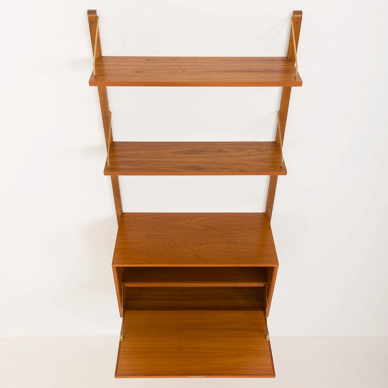 Teak wall unit with flap desk by Poul Cadovius, 1960s 8