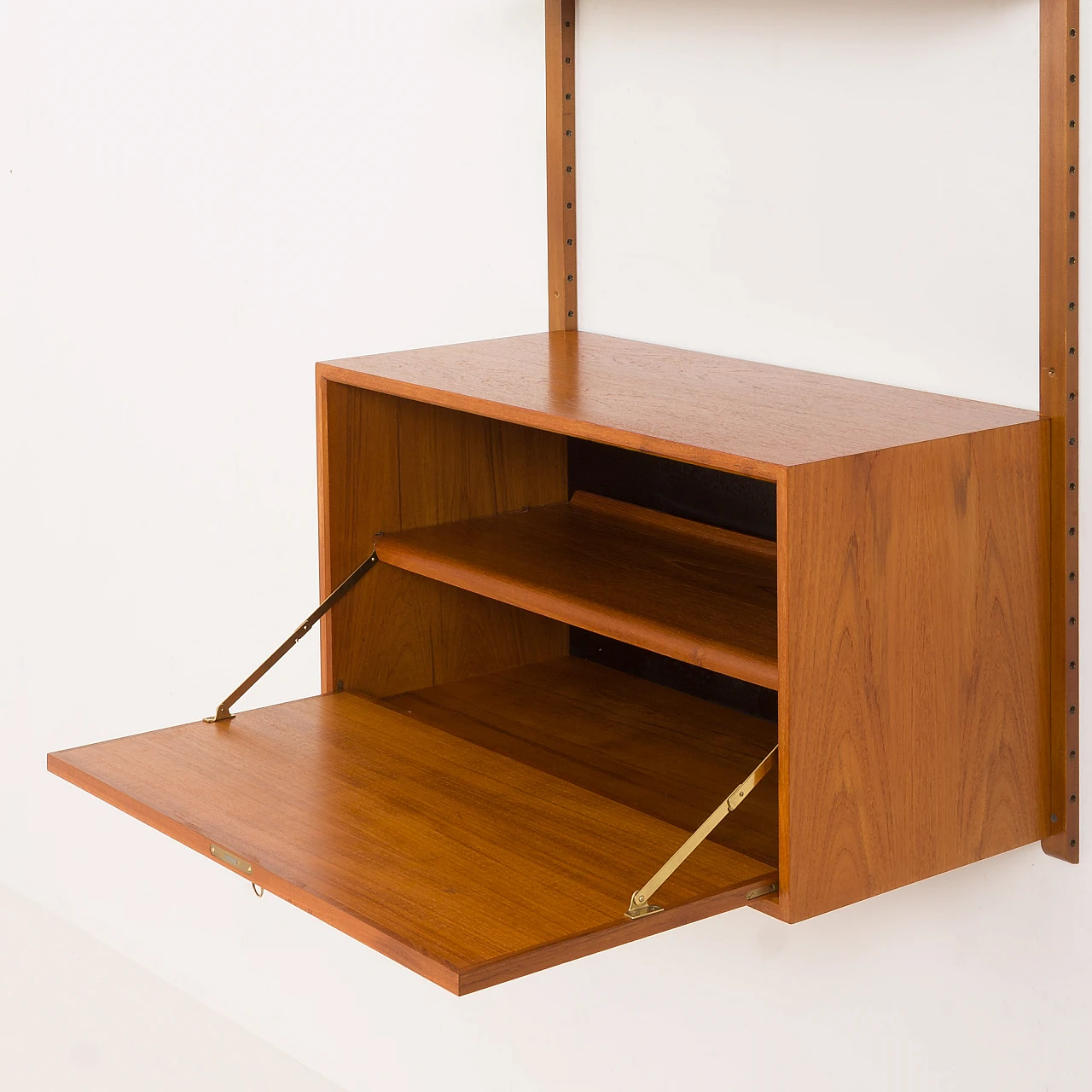 Teak wall unit with flap desk by Poul Cadovius, 1960s 9