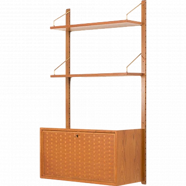 Teak wall unit with flap desk by Poul Cadovius, 1960s