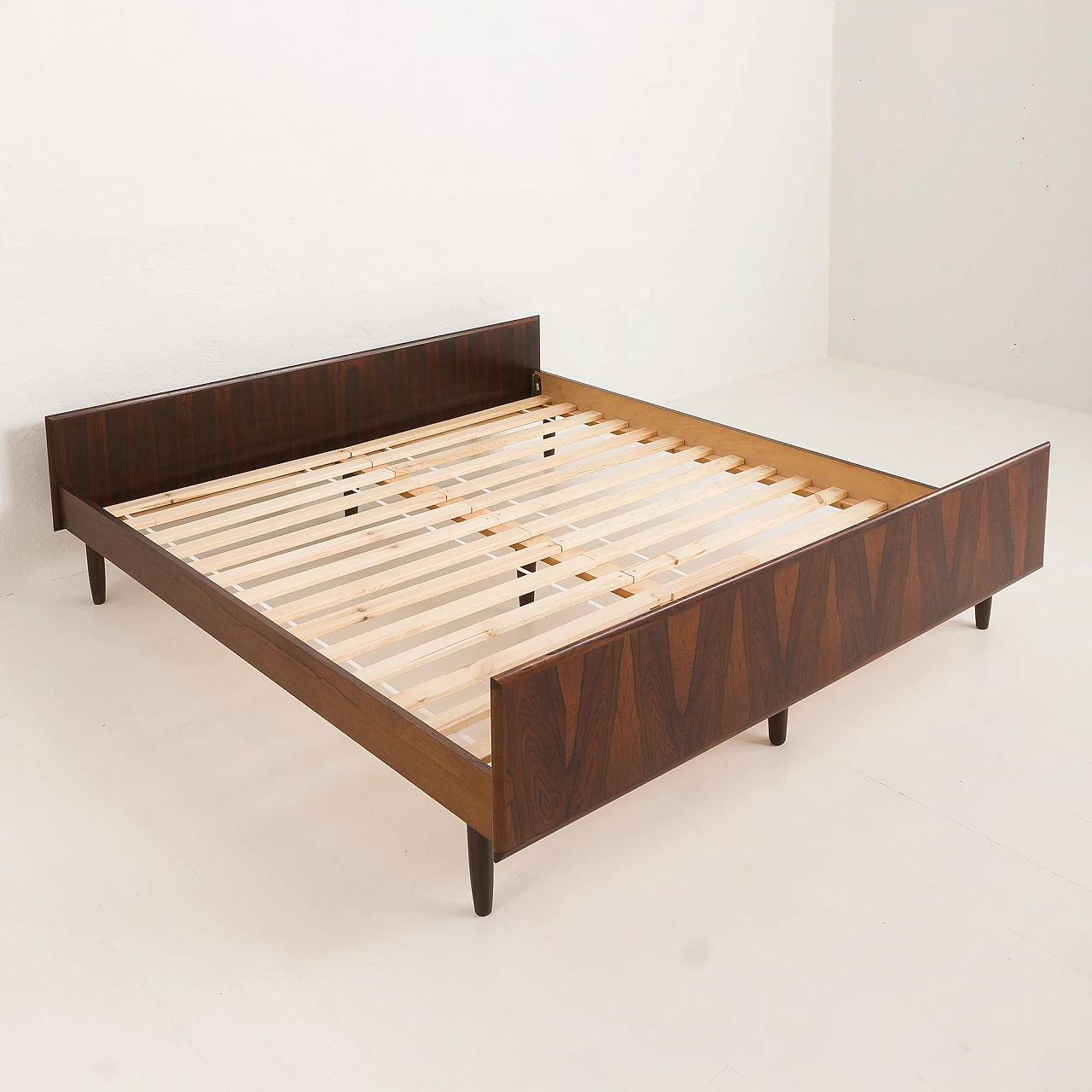 Danish queen size bed frame in rosewood, 1950s 9