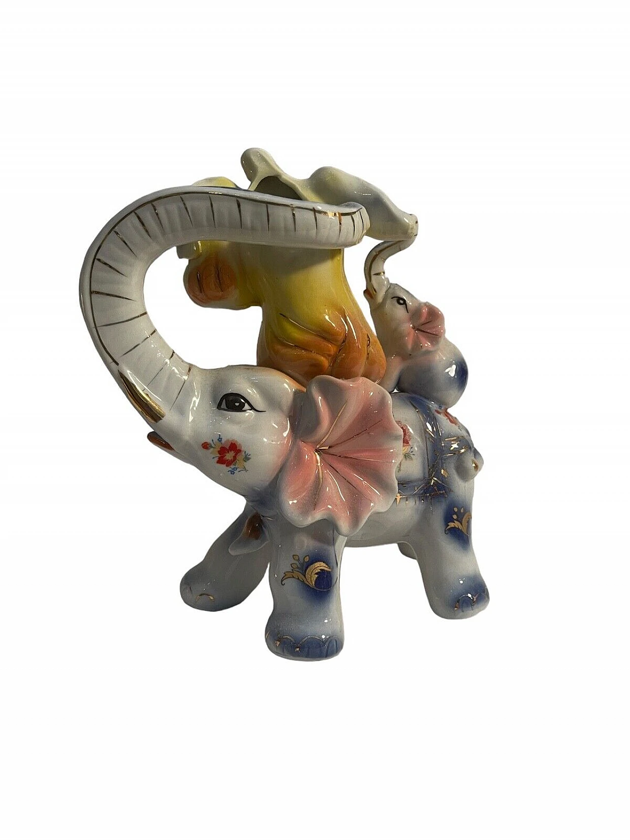 Lucky elephant, polychrome ceramic figurine 1