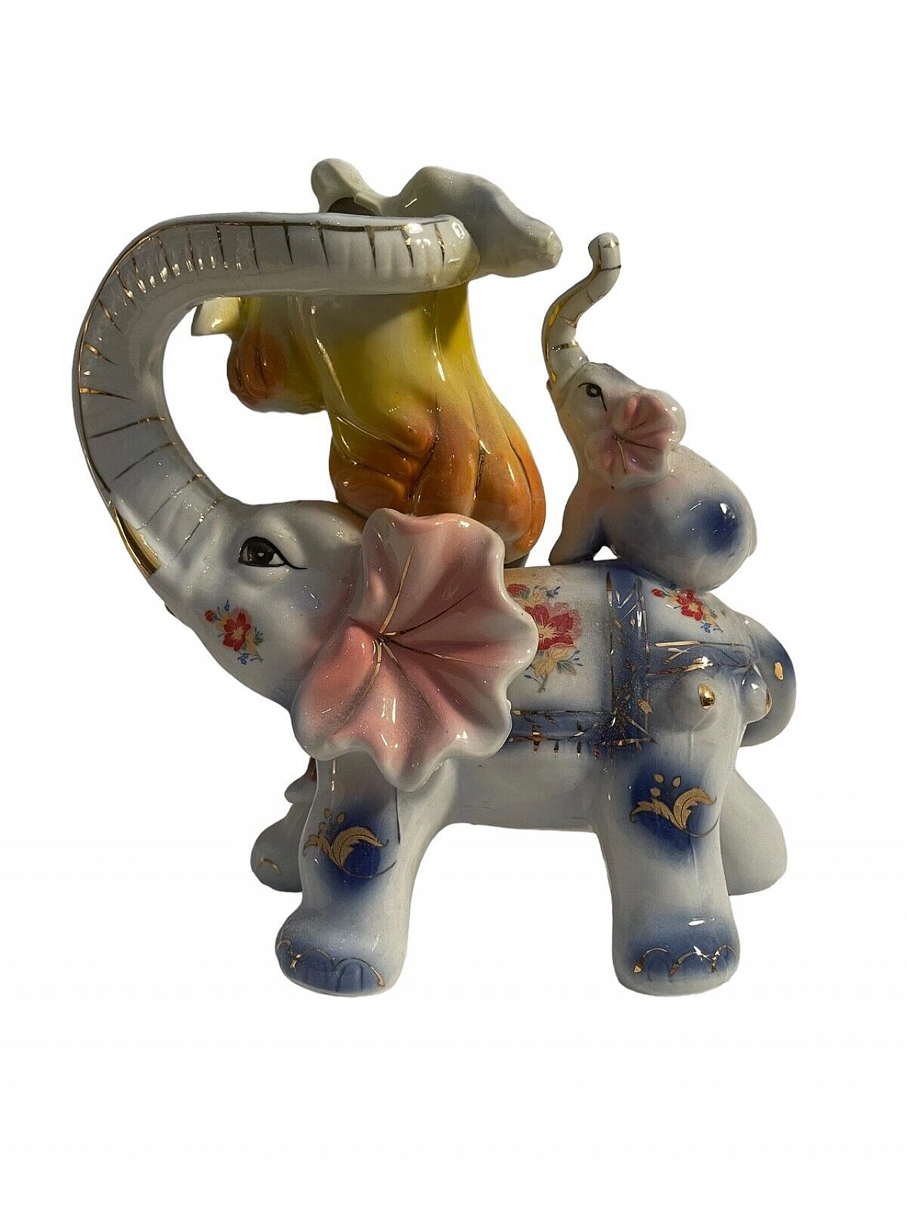 Lucky elephant, polychrome ceramic figurine 2