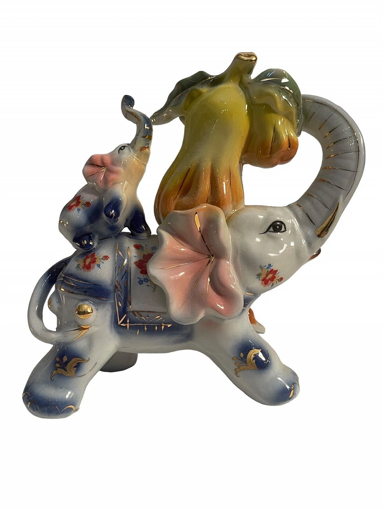 Lucky elephant, polychrome ceramic figurine 4