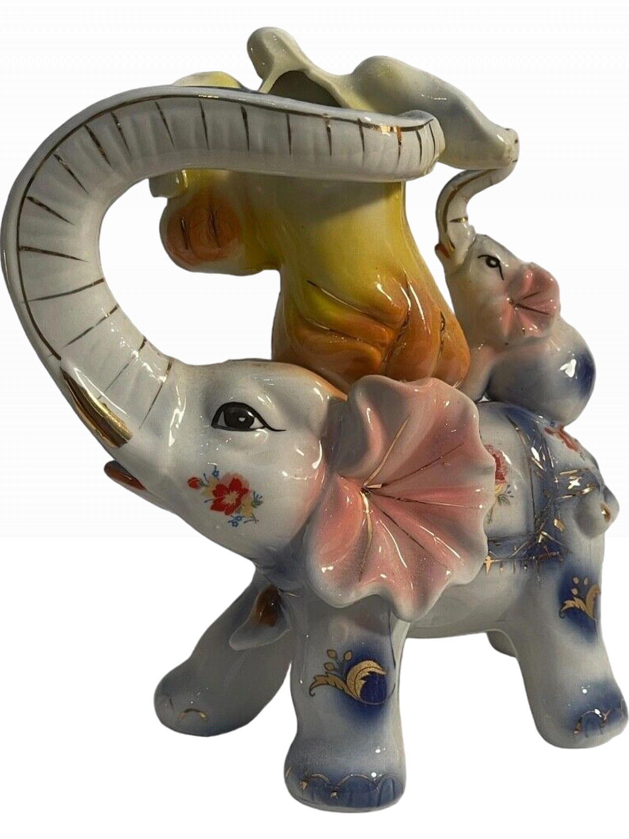 Lucky elephant, polychrome ceramic figurine 9