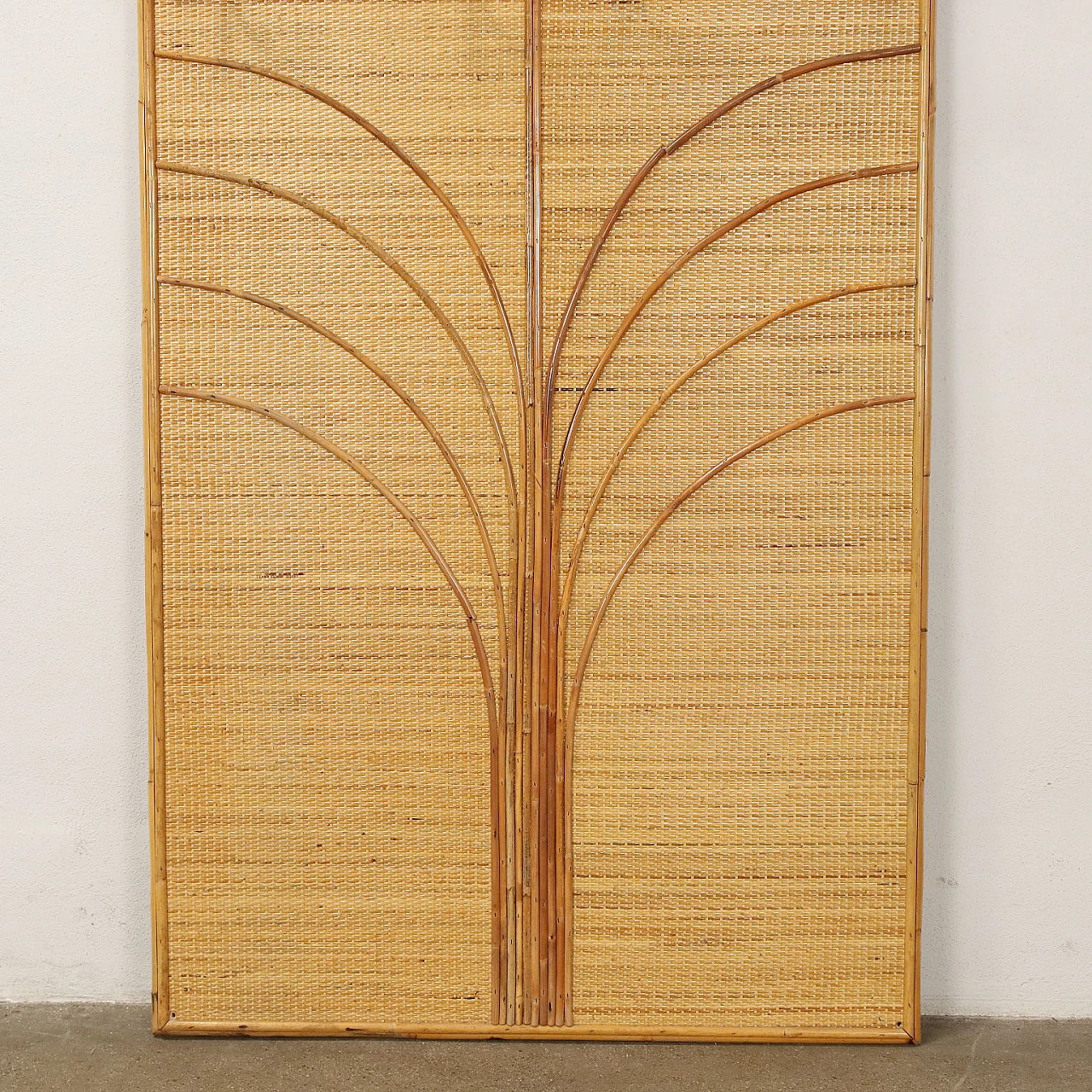 Bamboo and woven bamboo wall clothes stand, 1980s 4