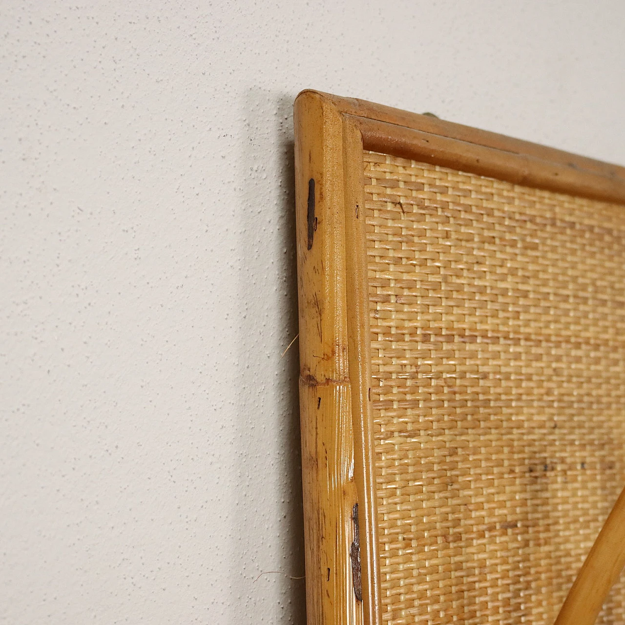 Bamboo and woven bamboo wall clothes stand, 1980s 8