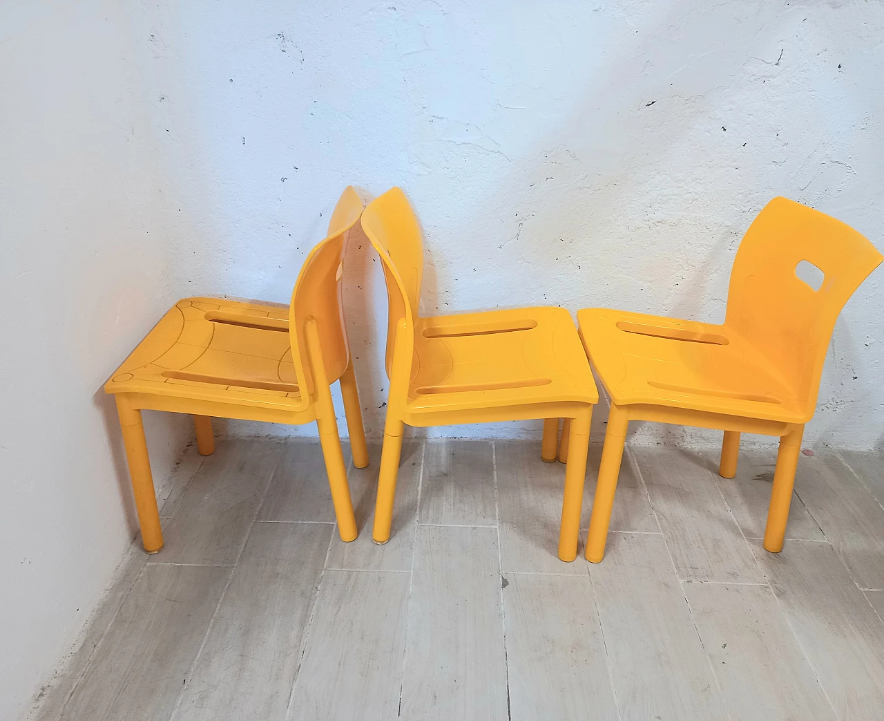 3 Chairs 4870 by Anna Castelli Ferrieri for Kartell, 1987 4