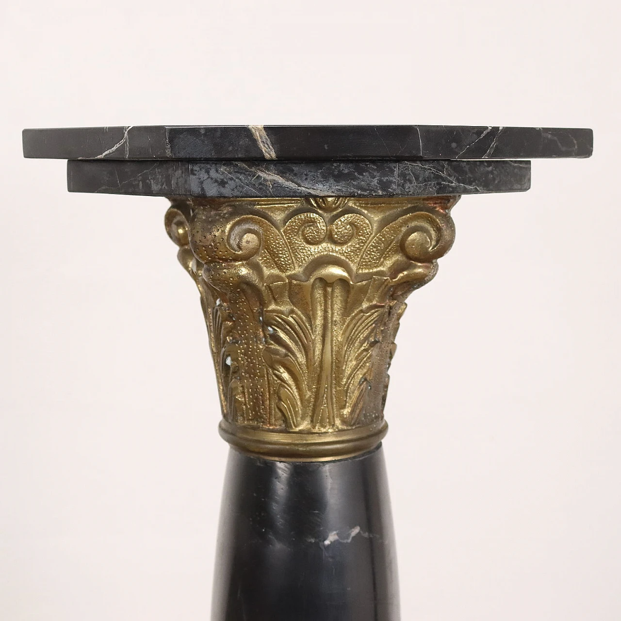 Black marble column in neoclassical style with bronze details 3