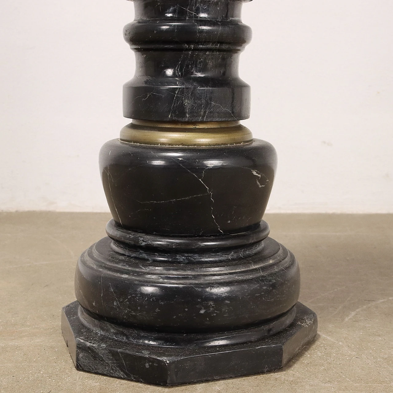 Black marble column in neoclassical style with bronze details 6