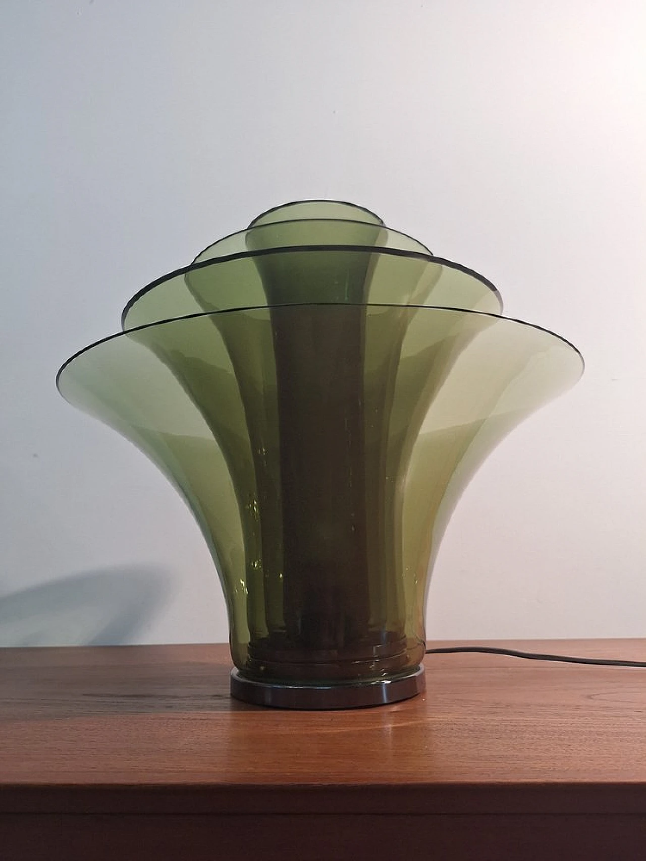 Lampada da tavolo Petal in vetro di Murano verde, anni 2000 1