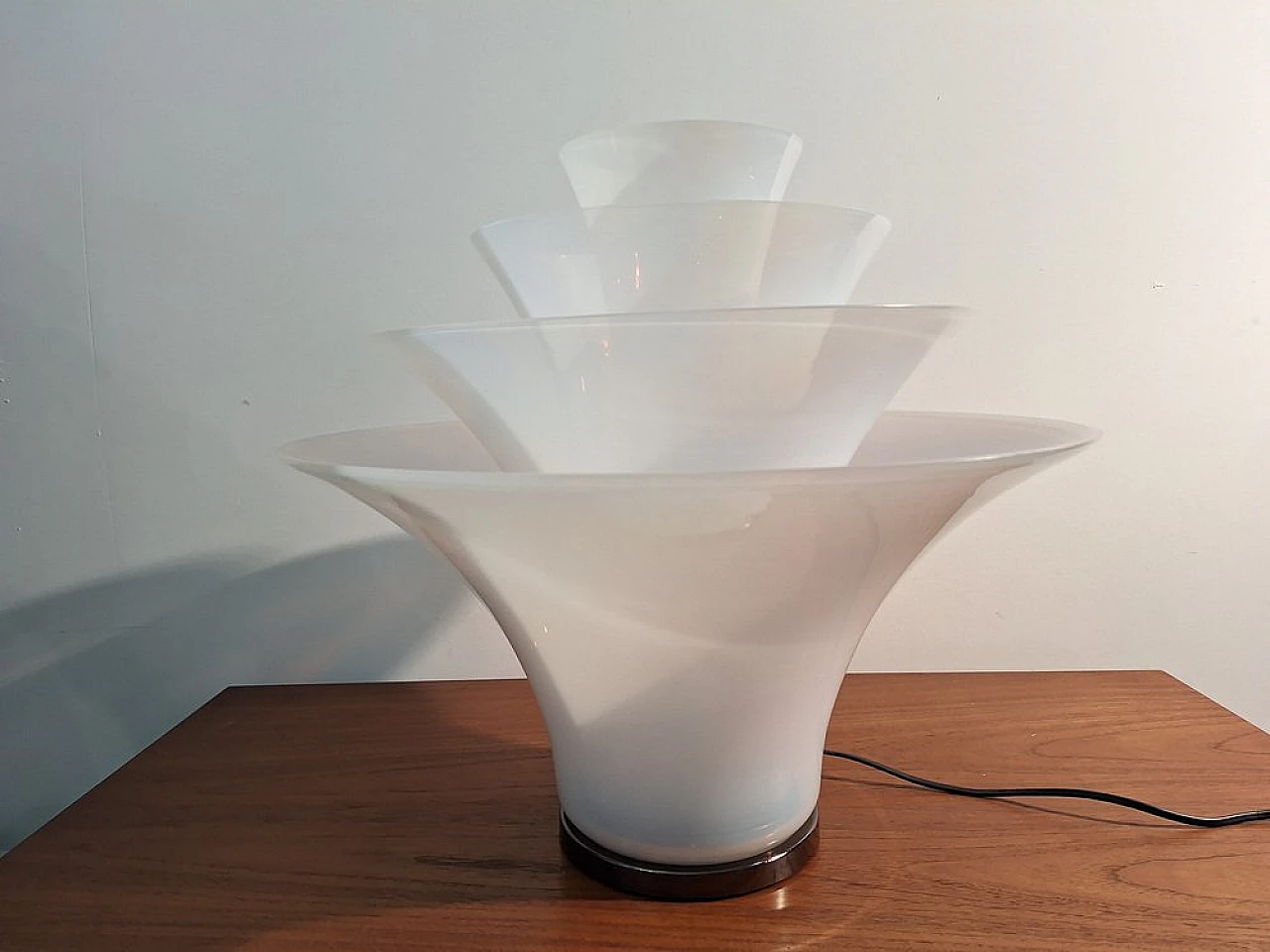 Lampada da tavolo Petal in vetro di Murano bianco, anni 2000 5