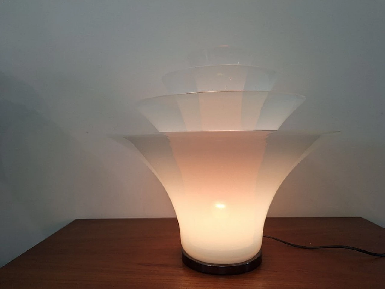 Lampada da tavolo Petal in vetro di Murano bianco, anni 2000 14