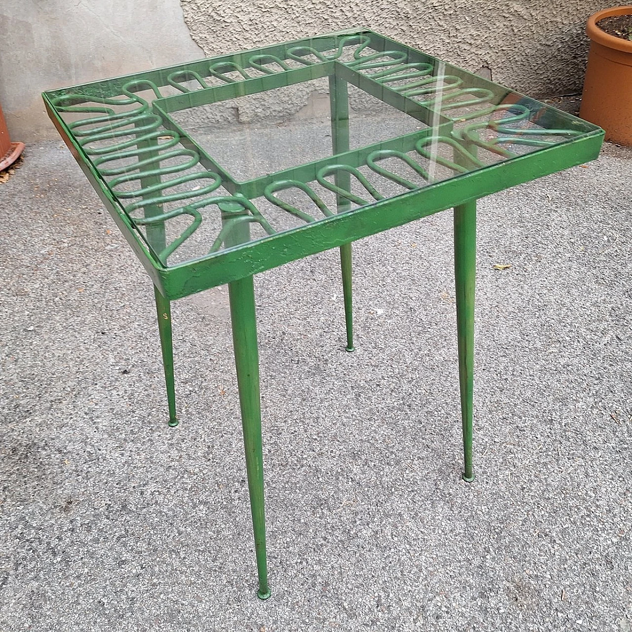 Outdoor table in green lacquered iron by Gio Ponti, 1950s 1