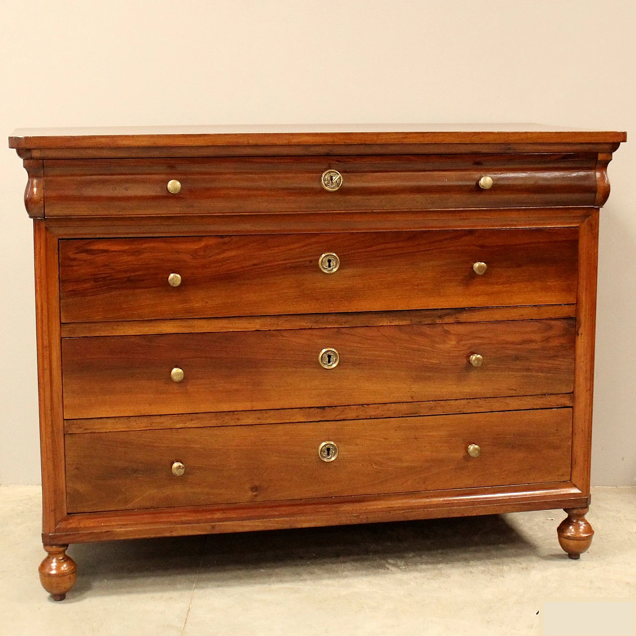 Charles X chest of drawers in solid walnut, 19th century 1