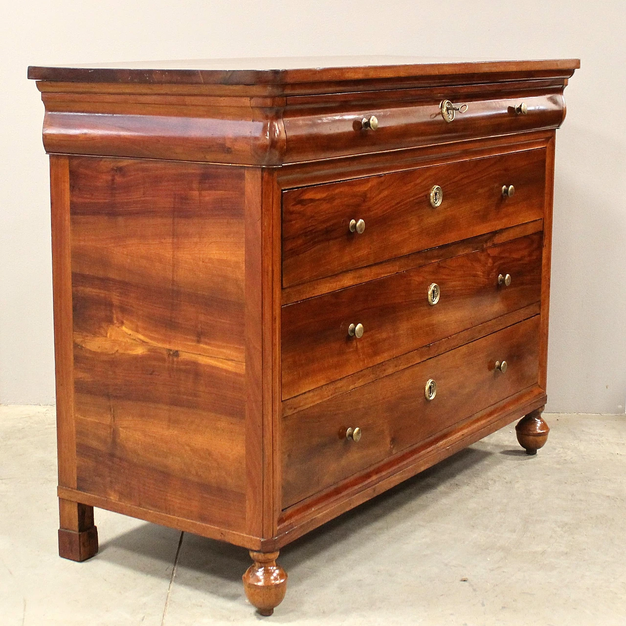 Charles X chest of drawers in solid walnut, 19th century 2