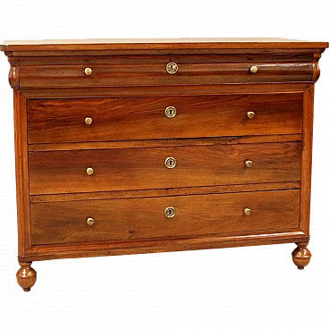 Charles X chest of drawers in solid walnut, 19th century