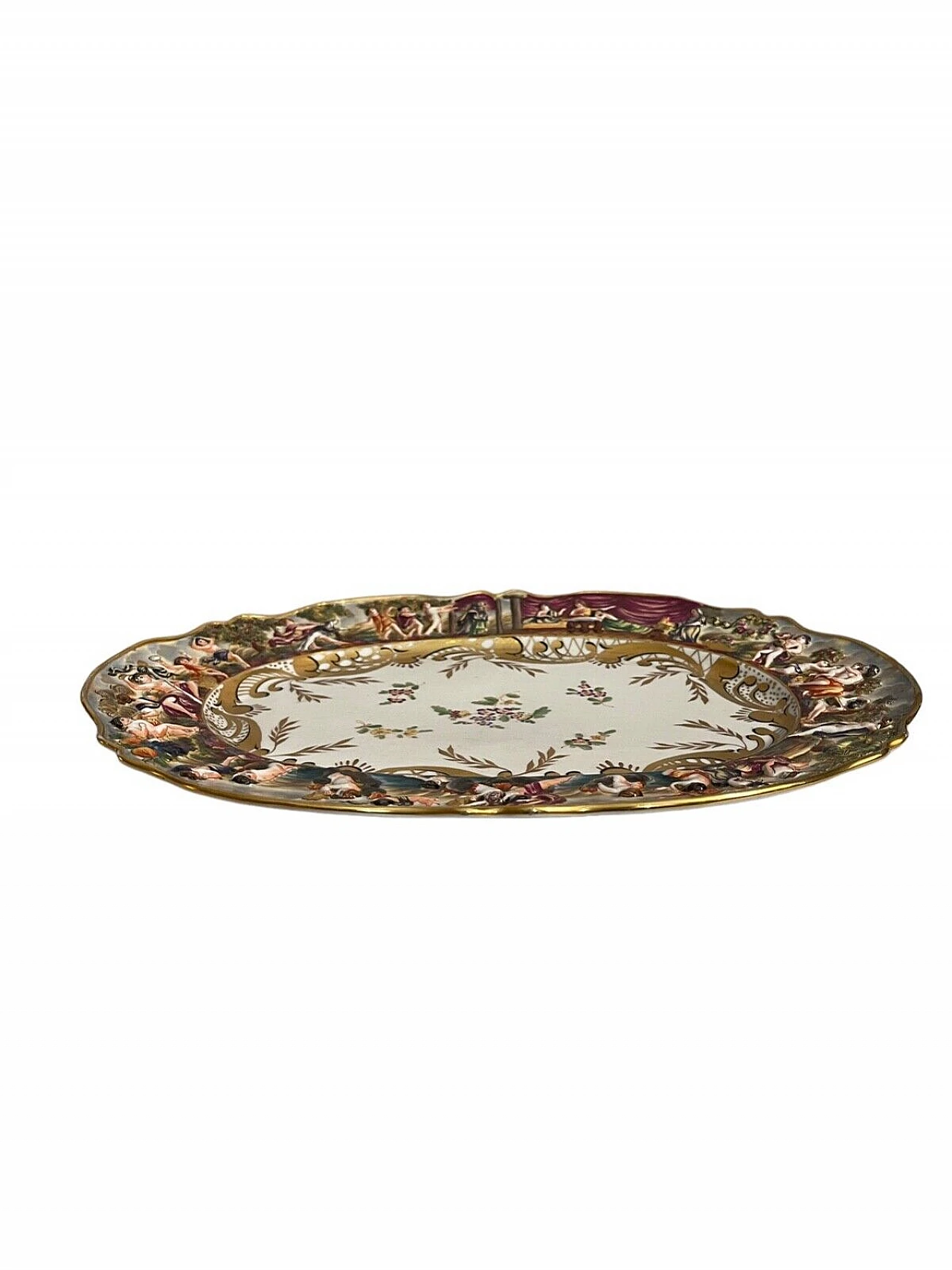 Capodimonte ceramic refined and painted plate, late 19th century 4