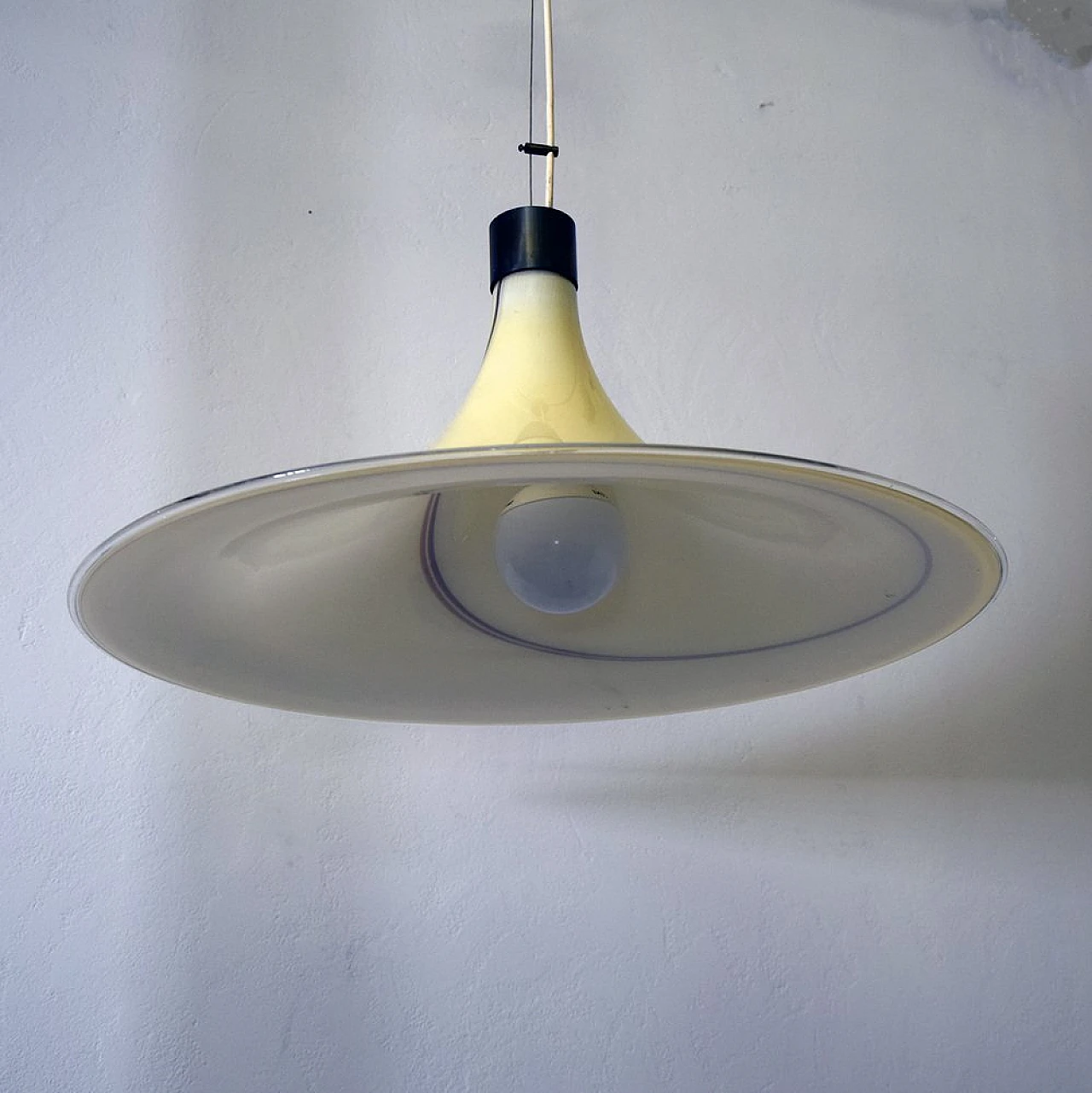 Lampada da soffitto in vetro di Murano e ottone, anni '70 3