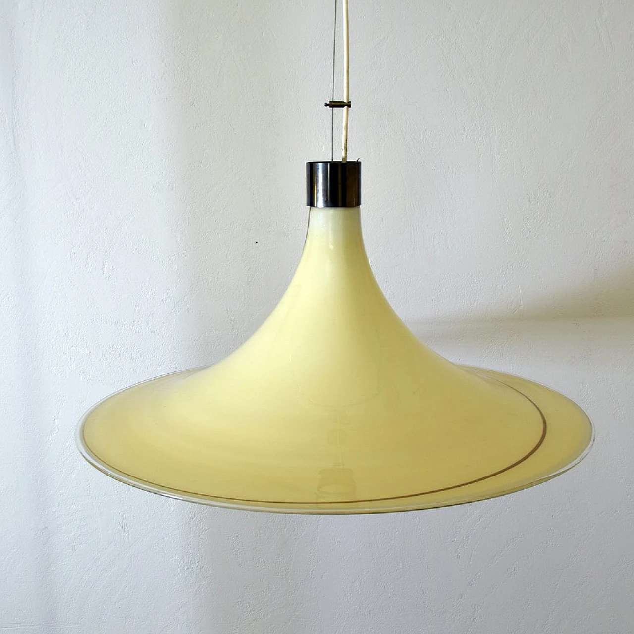 Lampada da soffitto in vetro di Murano e ottone, anni '70 6