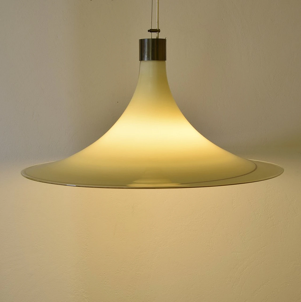 Lampada da soffitto in vetro di Murano e ottone, anni '70 7