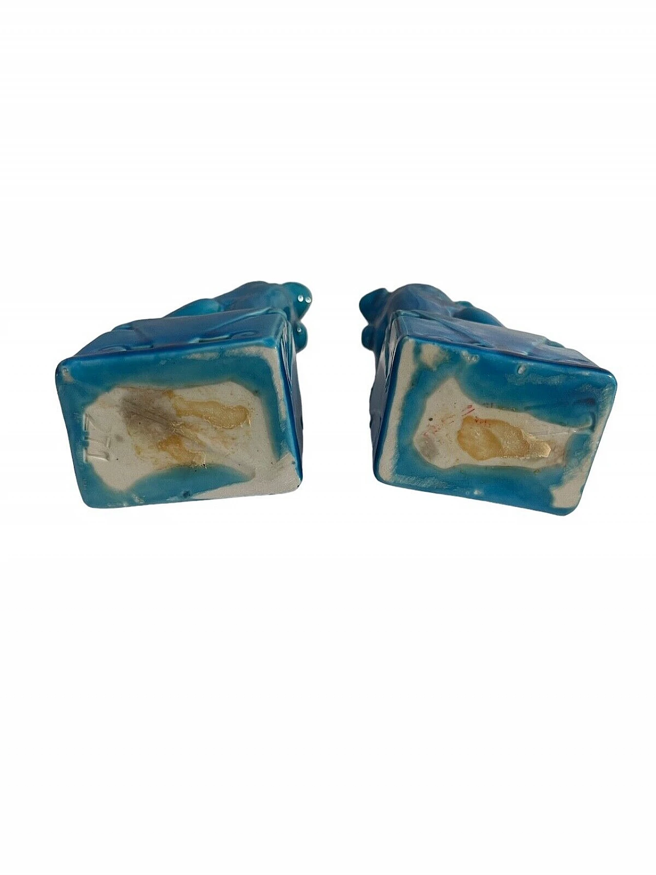 Pair of Chinese Pho dogs in blue ceramic 6