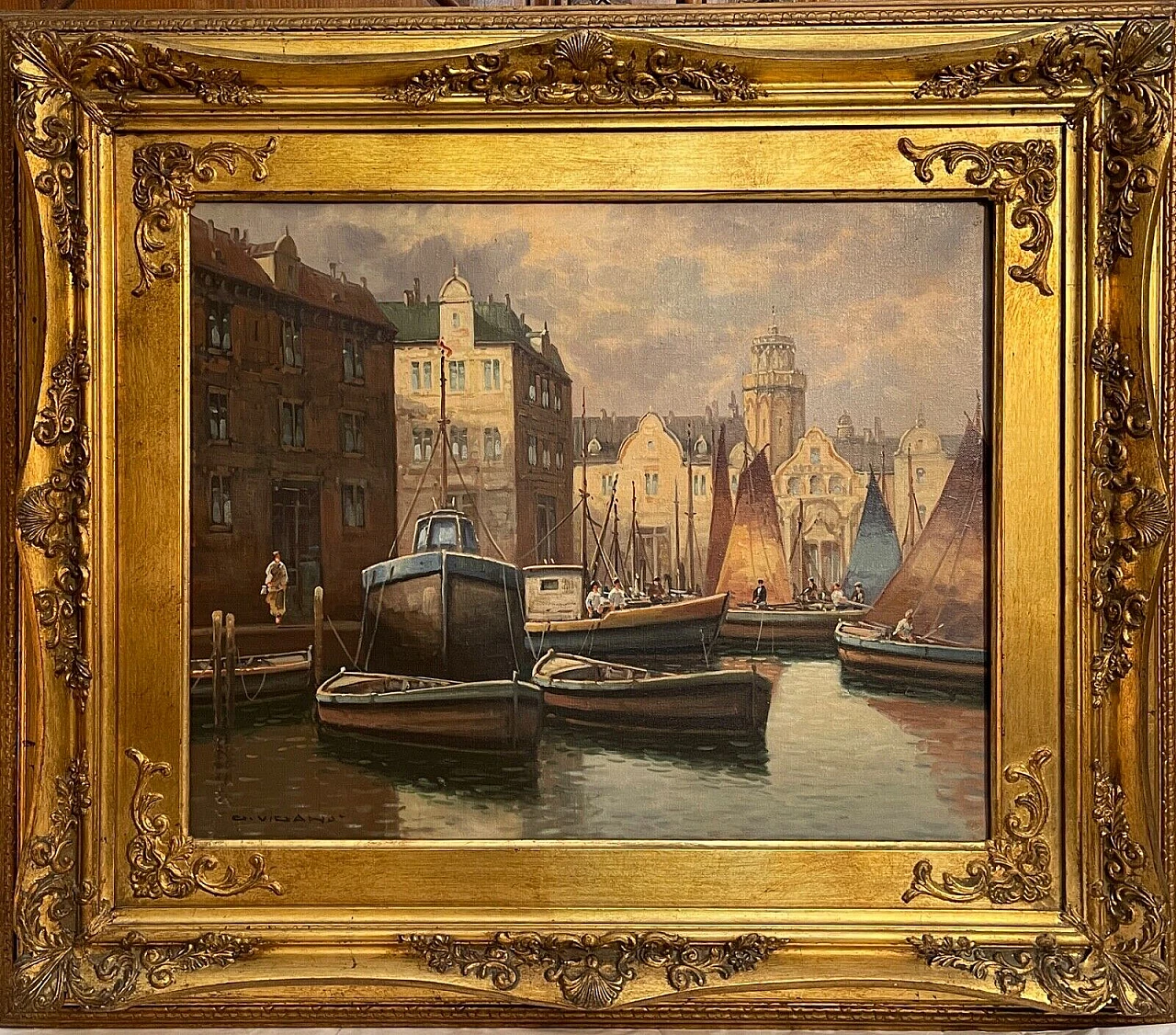 Venice, oil painting on canvas by Giuseppe Viganò, late 20th century 1