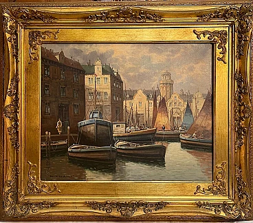 Venice, oil painting on canvas by Giuseppe Viganò, late 20th century