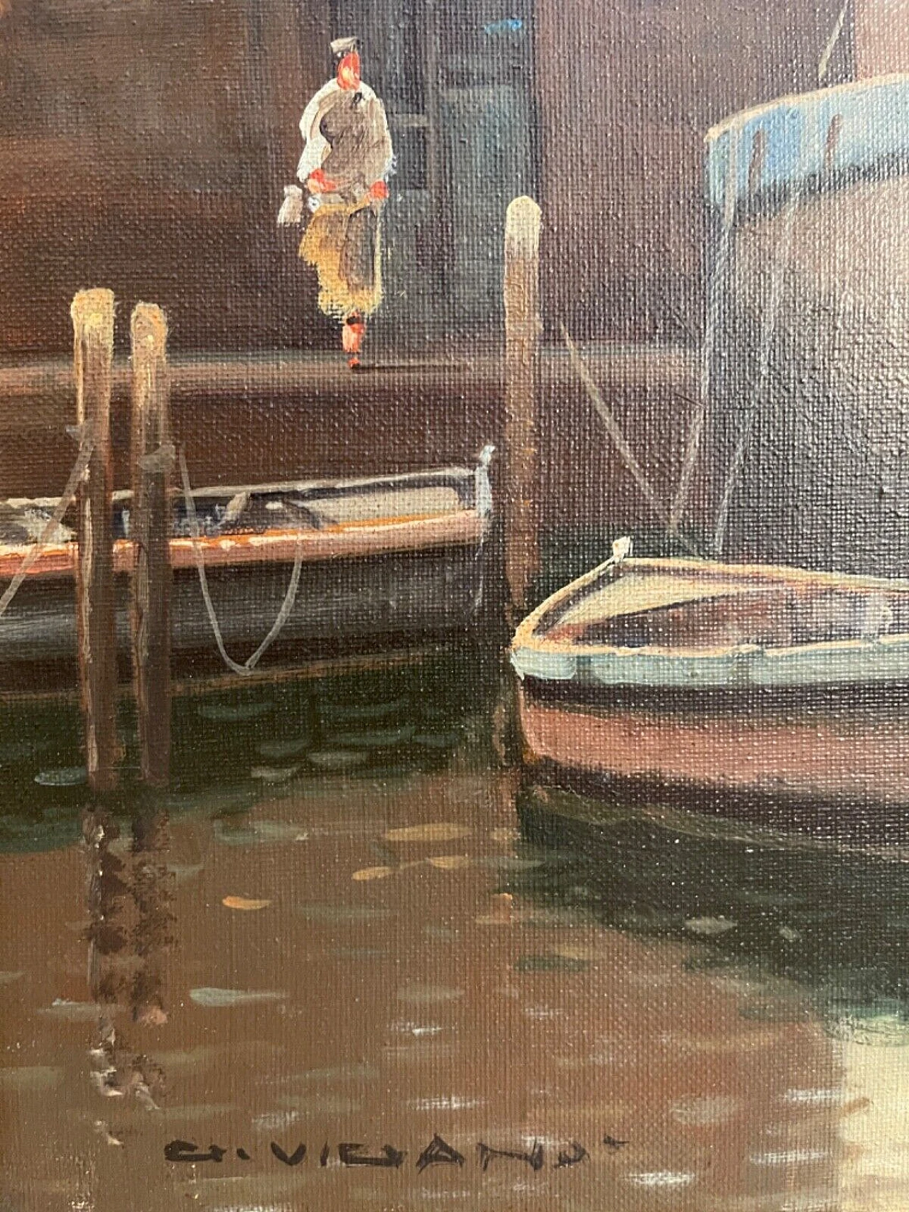 Venice, oil painting on canvas by Giuseppe Viganò, late 20th century 6