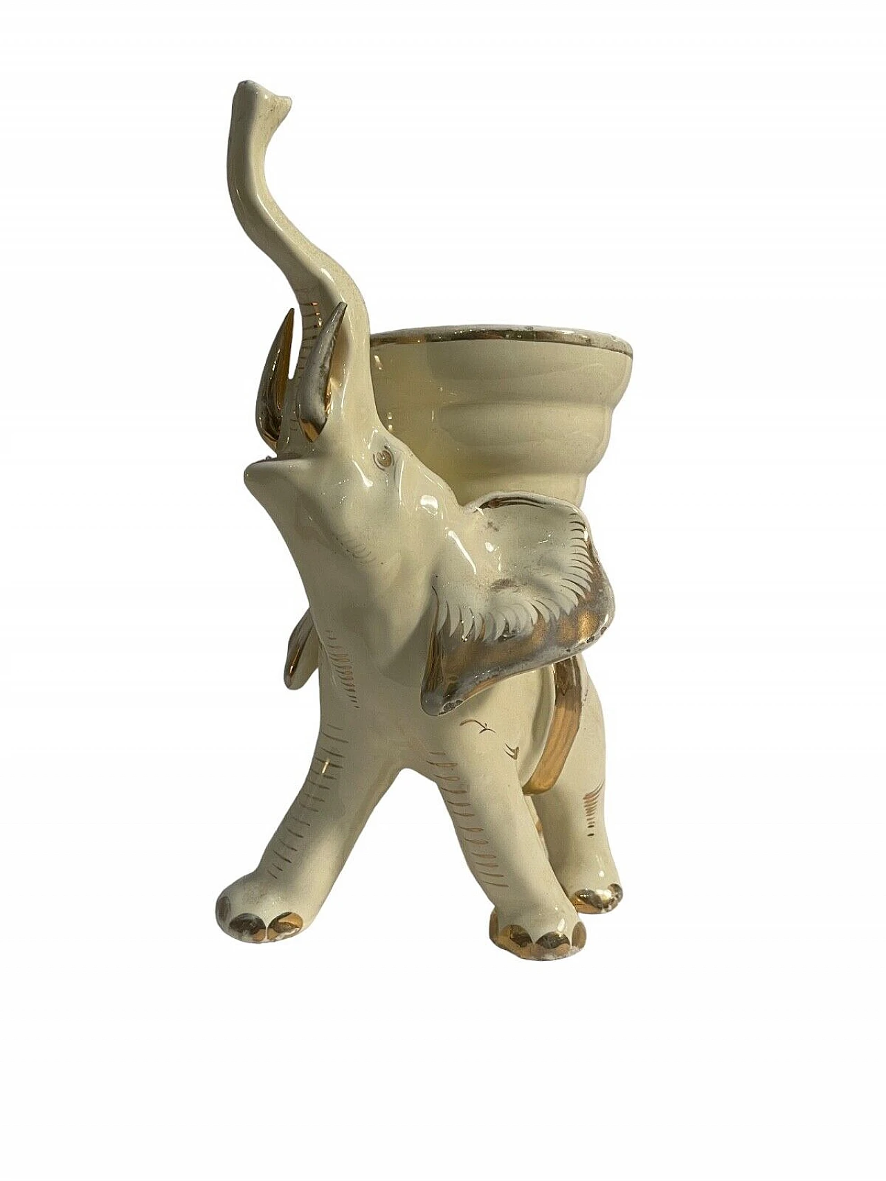 Polychrome ceramic elephant figurine, 1970s 1