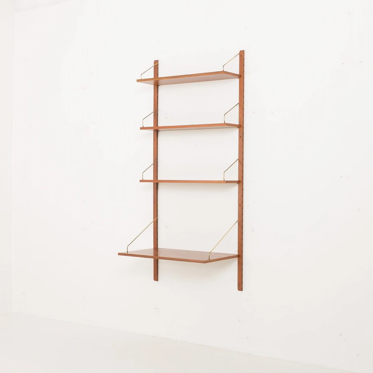 Wall-mounted teak bookcase with desk by Poul Cadovius, 1960s 3