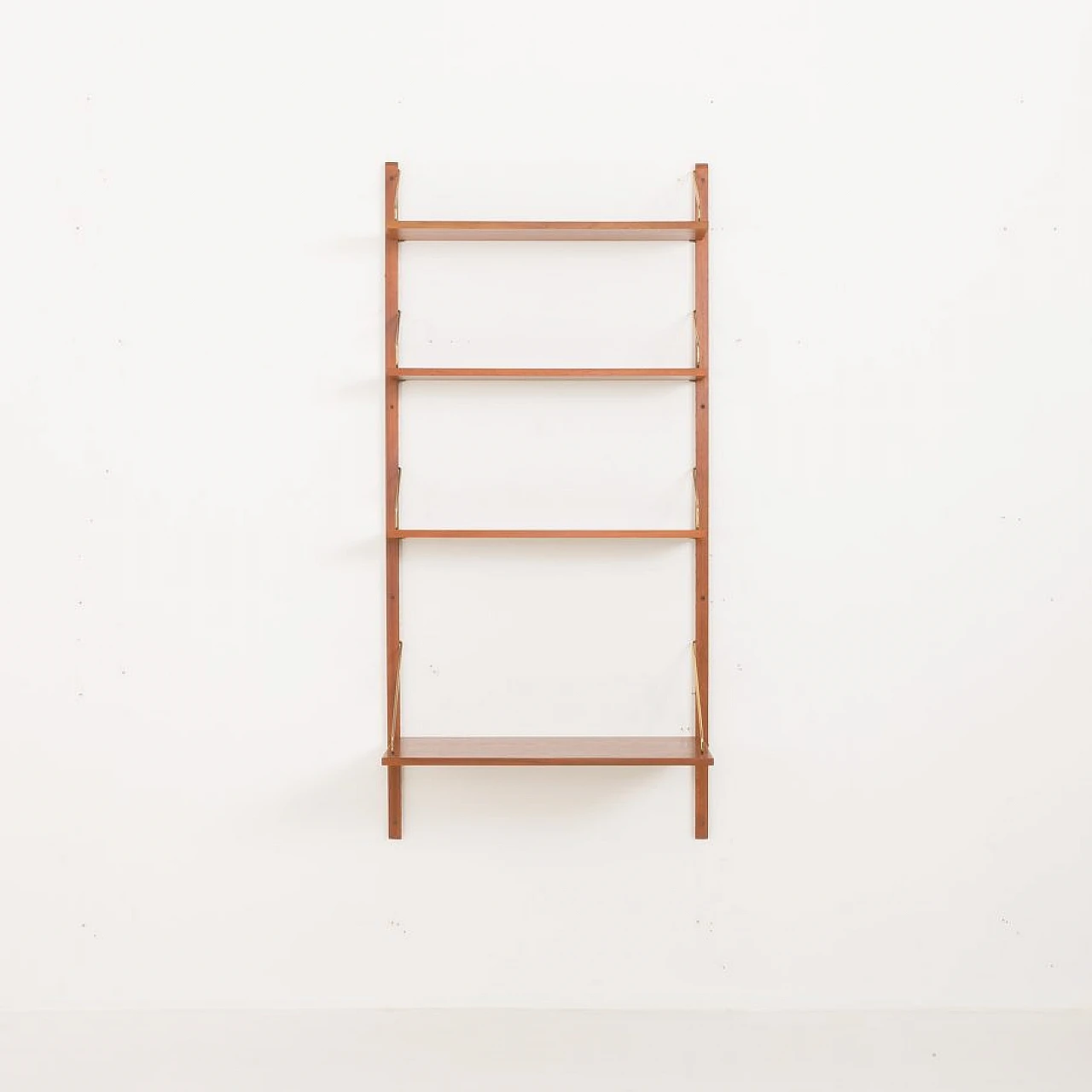 Wall-mounted teak bookcase with desk by Poul Cadovius, 1960s 4