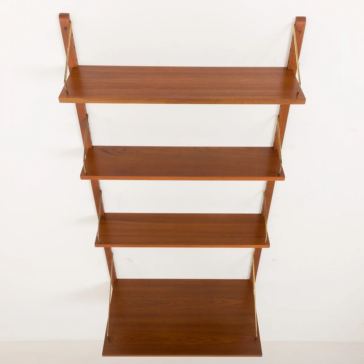 Wall-mounted teak bookcase with desk by Poul Cadovius, 1960s 5